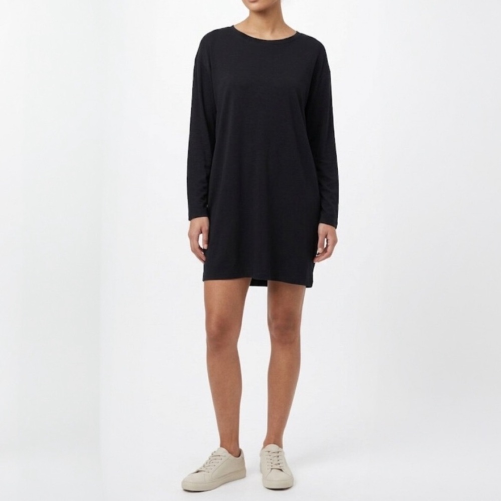 TENTREE Organic Cotton Treeblend Astir LS Tunic Dress Black Tencel S Minimalist